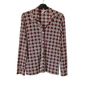 Vintage 70s Knit Editions Ship’n Shore Chain Green Red Button Down Shirt large